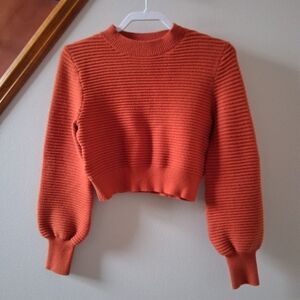 Ribbed Orange Cropped Sweater Size Medium